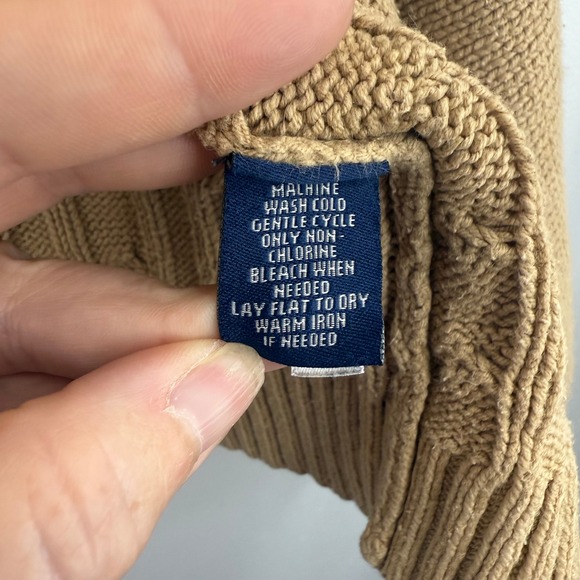 Sleeveless Cable Knit Cardigan Vest Shawl Collar Pockets Beige Sweater‎ - Picture 3 of 7